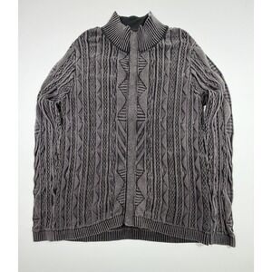 Carbon 2 Cobalt Mens Cardigan Fishermans Sweater Sz L Full Zip Cable Knit Grey